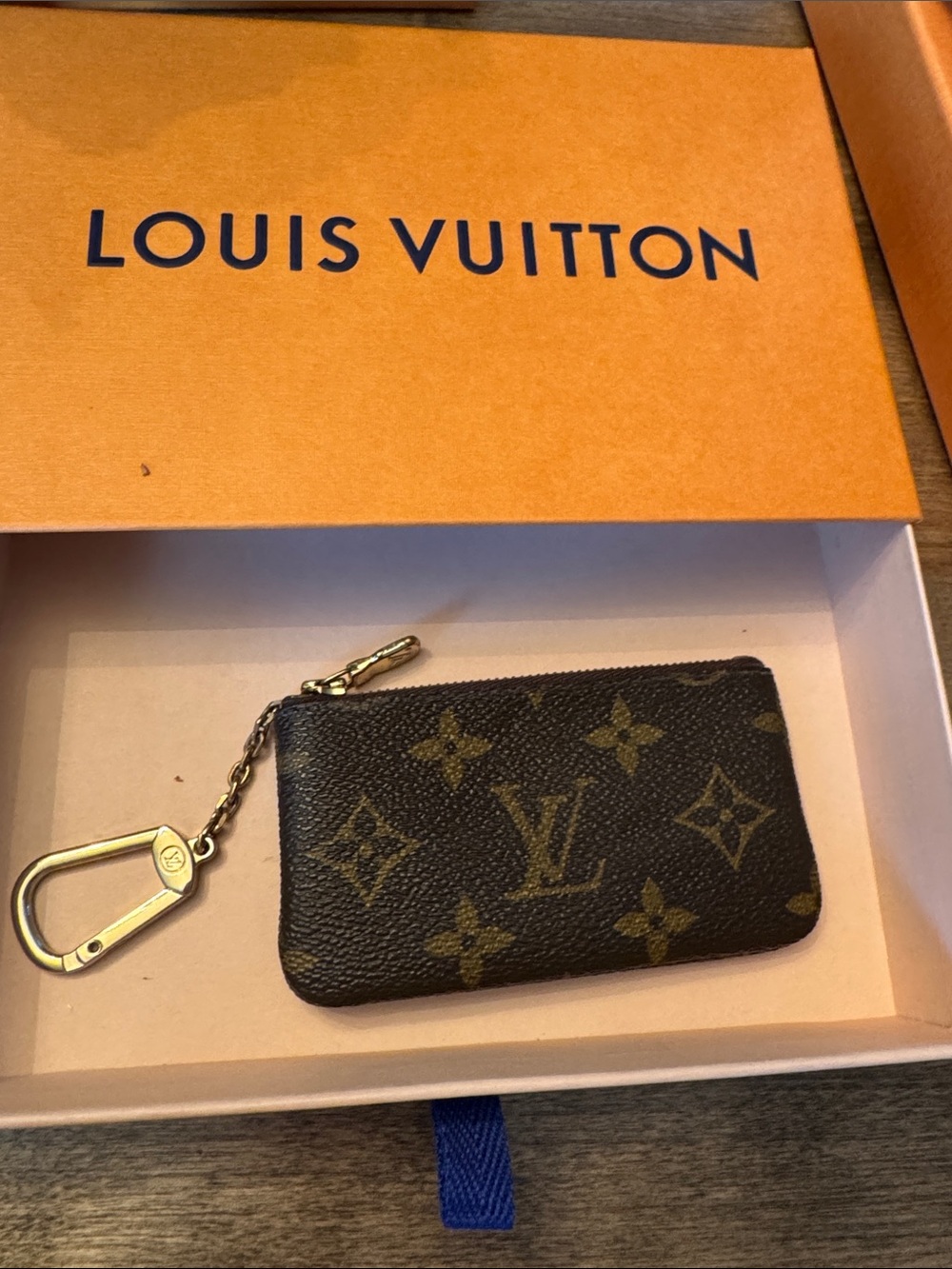 Louis Vuitton Monogram Key & Card Pouch in Brown with Gold Hardware
